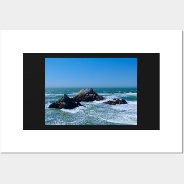 Ocean Waves with Rocks Wall Art by softbluehum